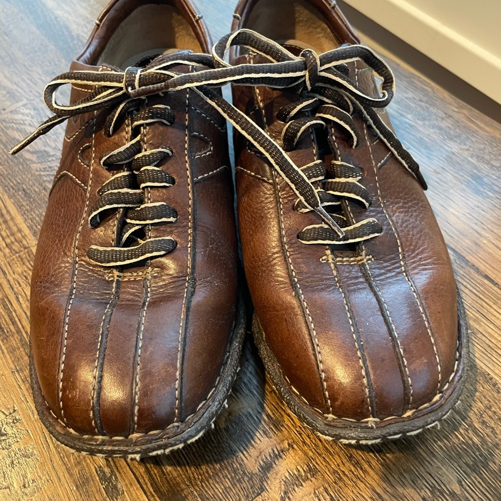 Born Oxford Sneakers Bowling Brown Leather - Size 8.5